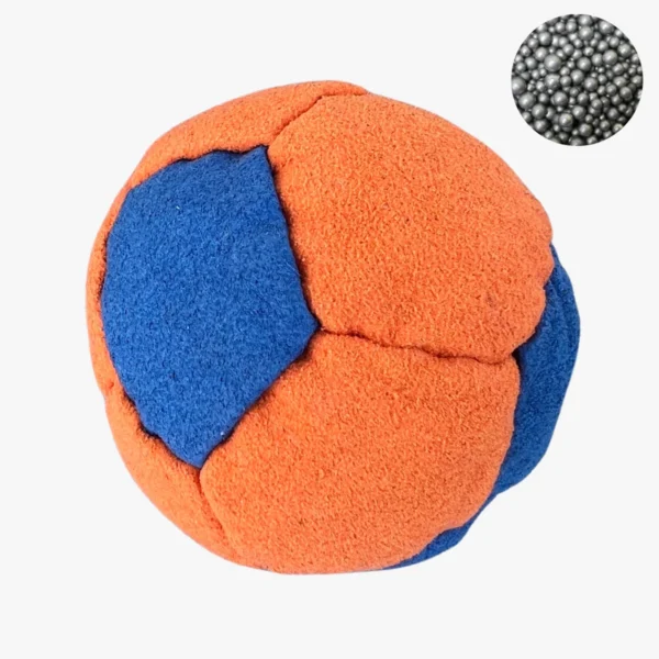 12 Panels Hochwertige Footbag (Hacky Sack) mit Metallkugelnfüllung - blue und orange