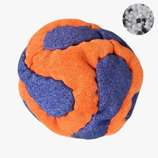 14 Panels Hochwertige Footbag (Hacky Sack) mit Metallkugelnfüllung - blue und orange (2)