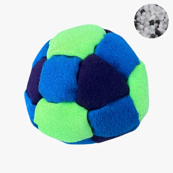 26 Panels Hochwertige Footbag (Hacky Sack) mit Kunststoffgranulat (Plastik Pellets) - green, blue, dark blue