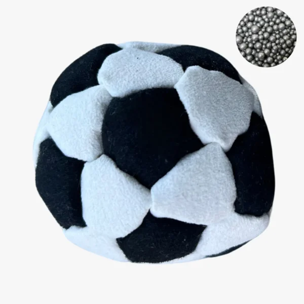 32 Panels Hochwertige Footbag (Hacky Sack) mit Metallkugelnfüllung - schwarz und weiss