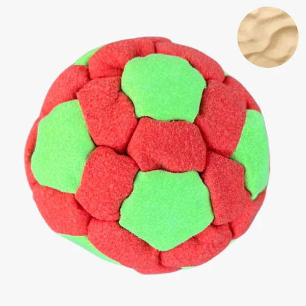 42 Panels Hochwertige Footbag (Hacky Sack) mit Sandfüllung - rot und grün