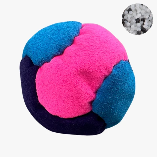 6 Panels Hochwertige Footbag (Hacky Sack) mit Kunststoffgranulat (Plastik Pellets) - pink, blue, dark blue