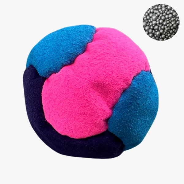 6 Panels Hochwertige Footbag (Hacky Sack) mit Metallkugelnfüllung - pink, blue, dark blue