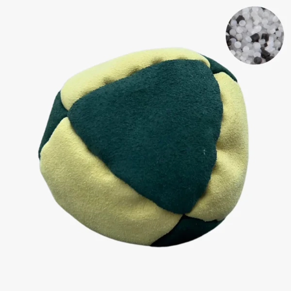 8 Panels Hochwertige Footbag (Hacky Sack) mit Metallkugelnfüllung - green and yellow (2)