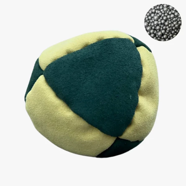 8 Panels Hochwertige Footbag (Hacky Sack) mit Metallkugelnfüllung - green and yellow