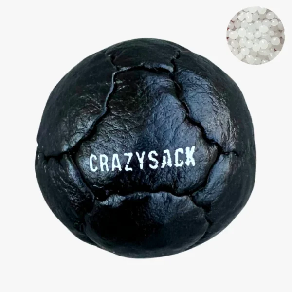 CRAZYSACK Premium Netbag – 14-Panel schwarzer Footbag mit weißem Logo